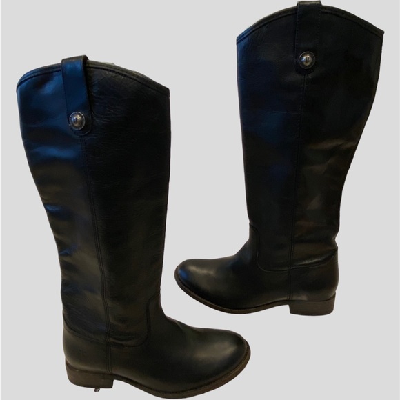 Frye Melissa Button Pull-on Black Knee Boots Extended Calf Black Size 6.5 NWOB - Picture 2 of 11